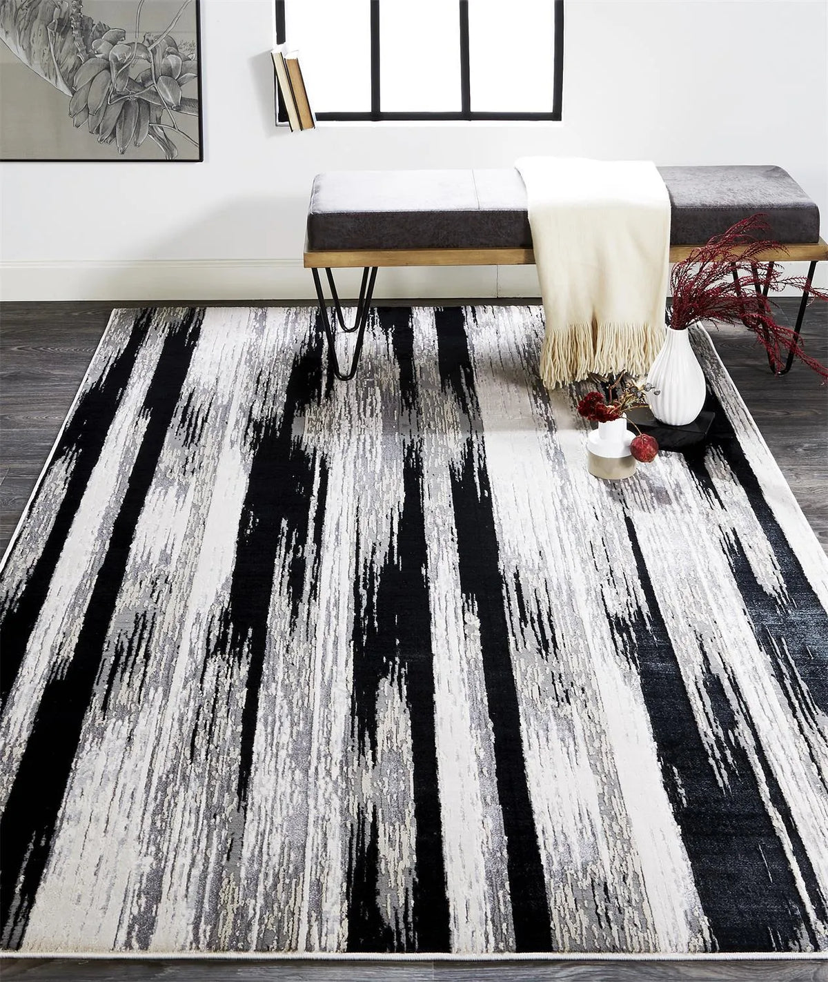 Micah 3338F Black/Silver Rug - Rug & Home