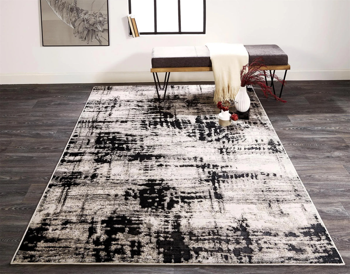 Micah 3339F Silver/Black Rug - Rug & Home