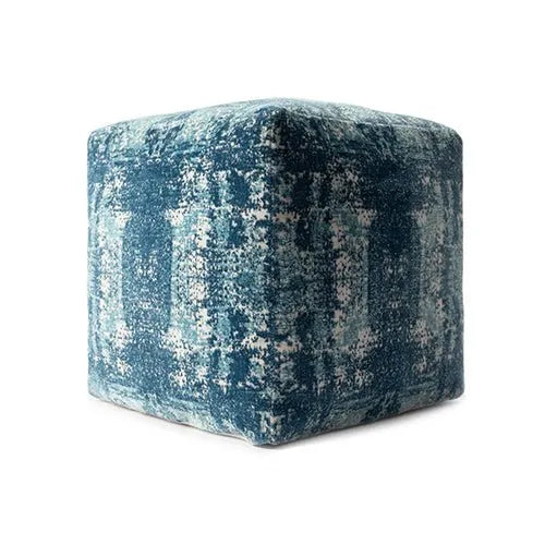 Milano 34103BLO Blue/Ivory Pouf - Rug & Home