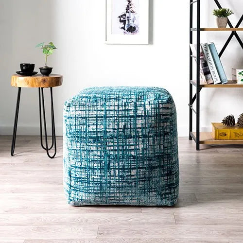 Milano 34104BLO Blue/Ivory Pouf - Rug & Home