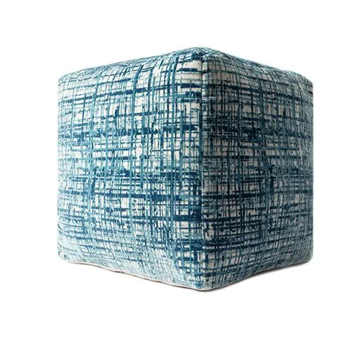 Milano 34104BLO Blue/Ivory Pouf - Rug & Home