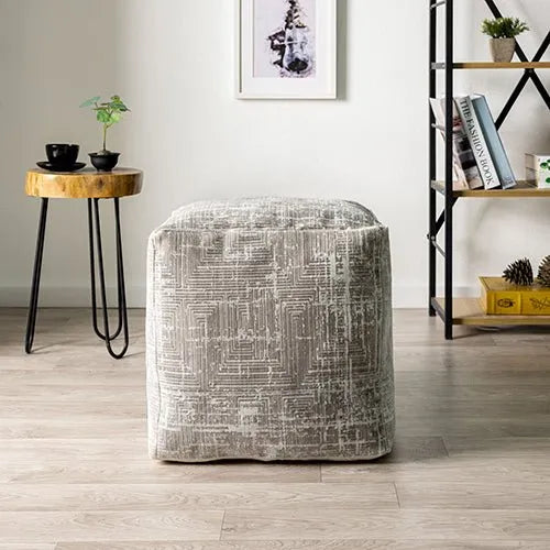 Milano 34106GBG Grey/Beige Pouf - Rug & Home