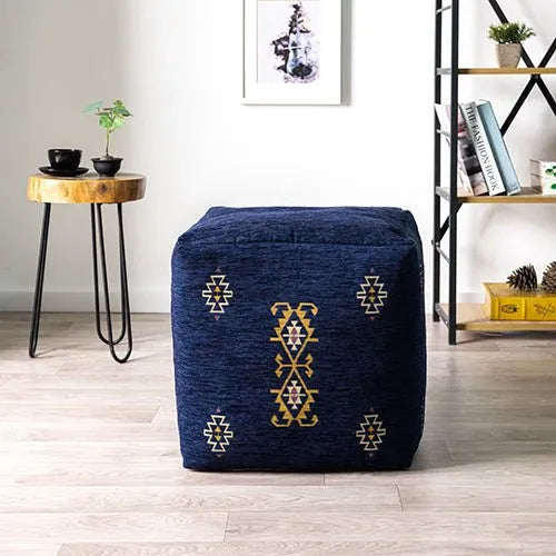 Milano 34107BLU Blue Pouf - Rug & Home