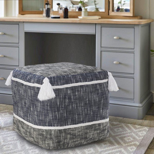 Monarch 34020NAV Navy Pouf - Rug & Home