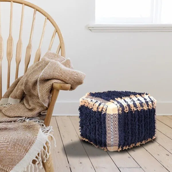 Monarch 34036NAV Navy Pouf - Rug & Home