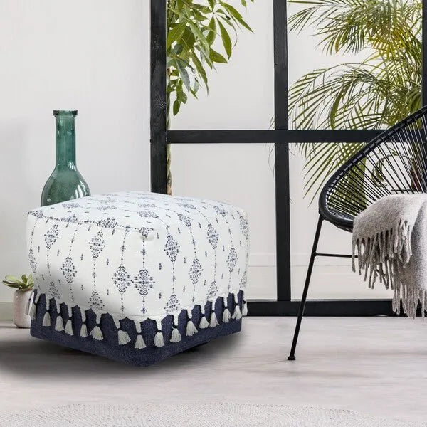 Monarch 34037NAV Navy Pouf - Rug & Home