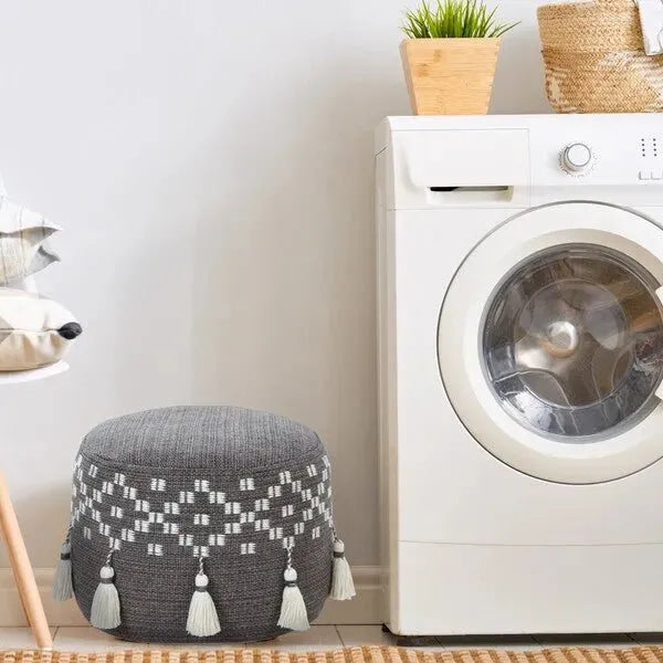 Monarch 34041GRY Grey Pouf