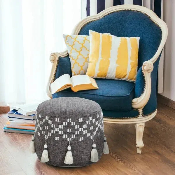 Monarch 34041GRY Grey Pouf