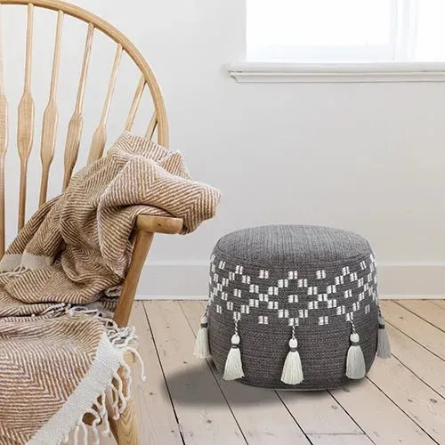 Monarch 34041GRY Grey Pouf