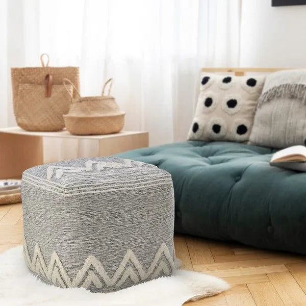 Morningside 34021GRM Grey/Melange Pouf - Rug & Home