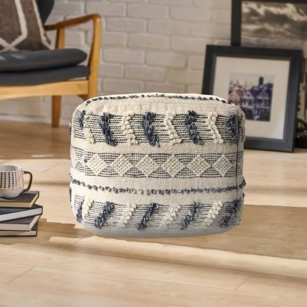 Morningside 99764NVI Navy/Ivory Pouf - Rug & Home