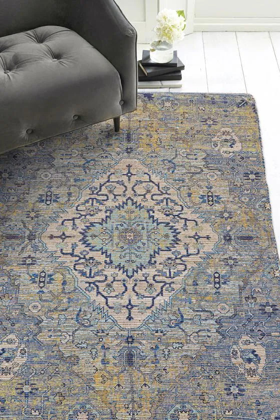 Morris 2232 Gramercy Blue/Yellow Rugs - Rug & Home