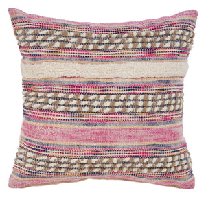 Multicolored Pink Striped LR07335 Throw Pillow - Rug & Home