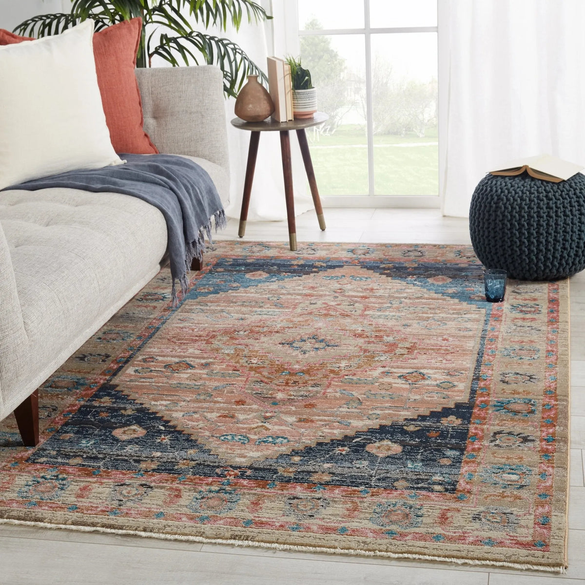 Myriad Myd08 Elizar Blush/Dark Blue Rug - Rug & Home