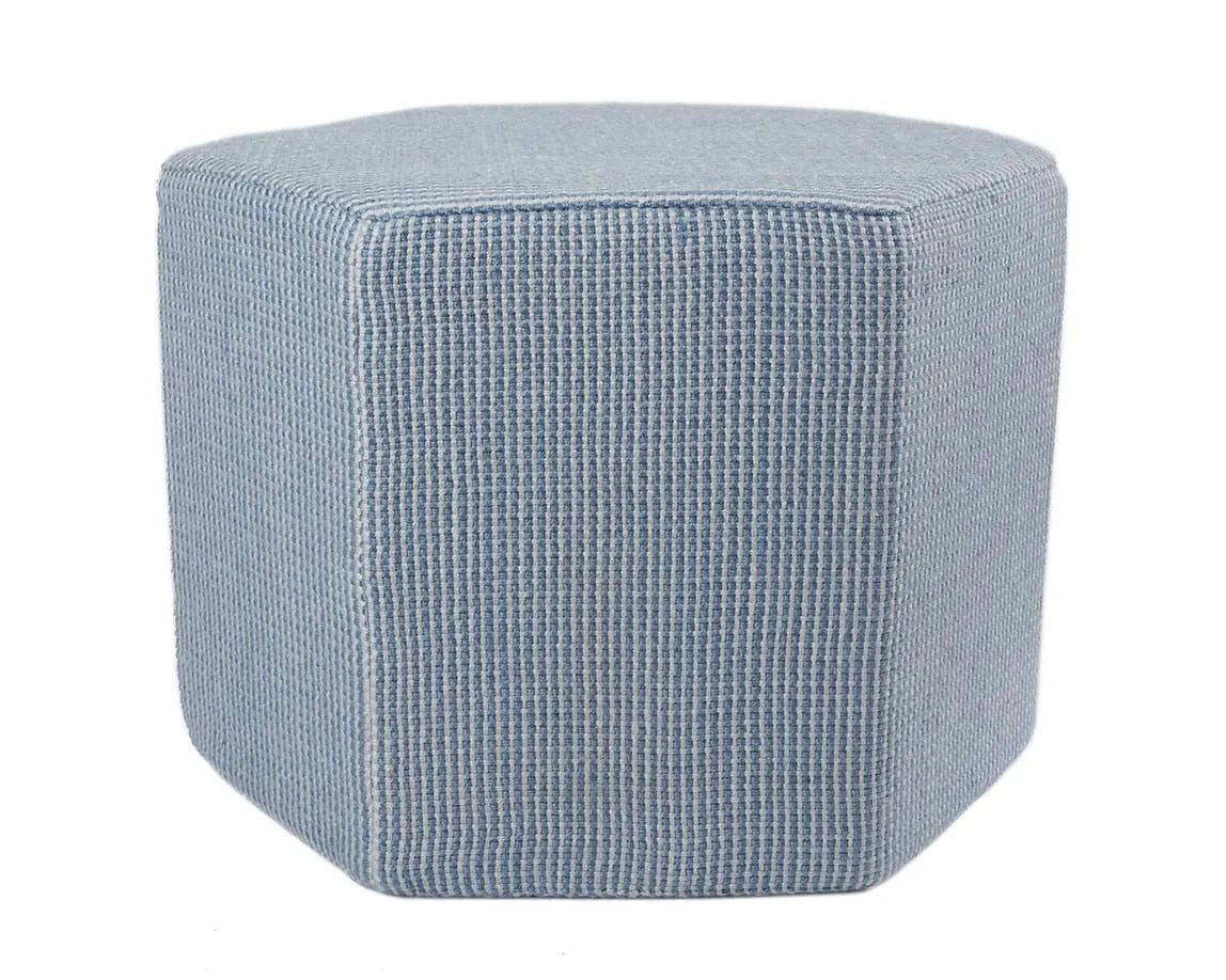 Mysa MSA02 Blue/White Pouf - Rug & Home