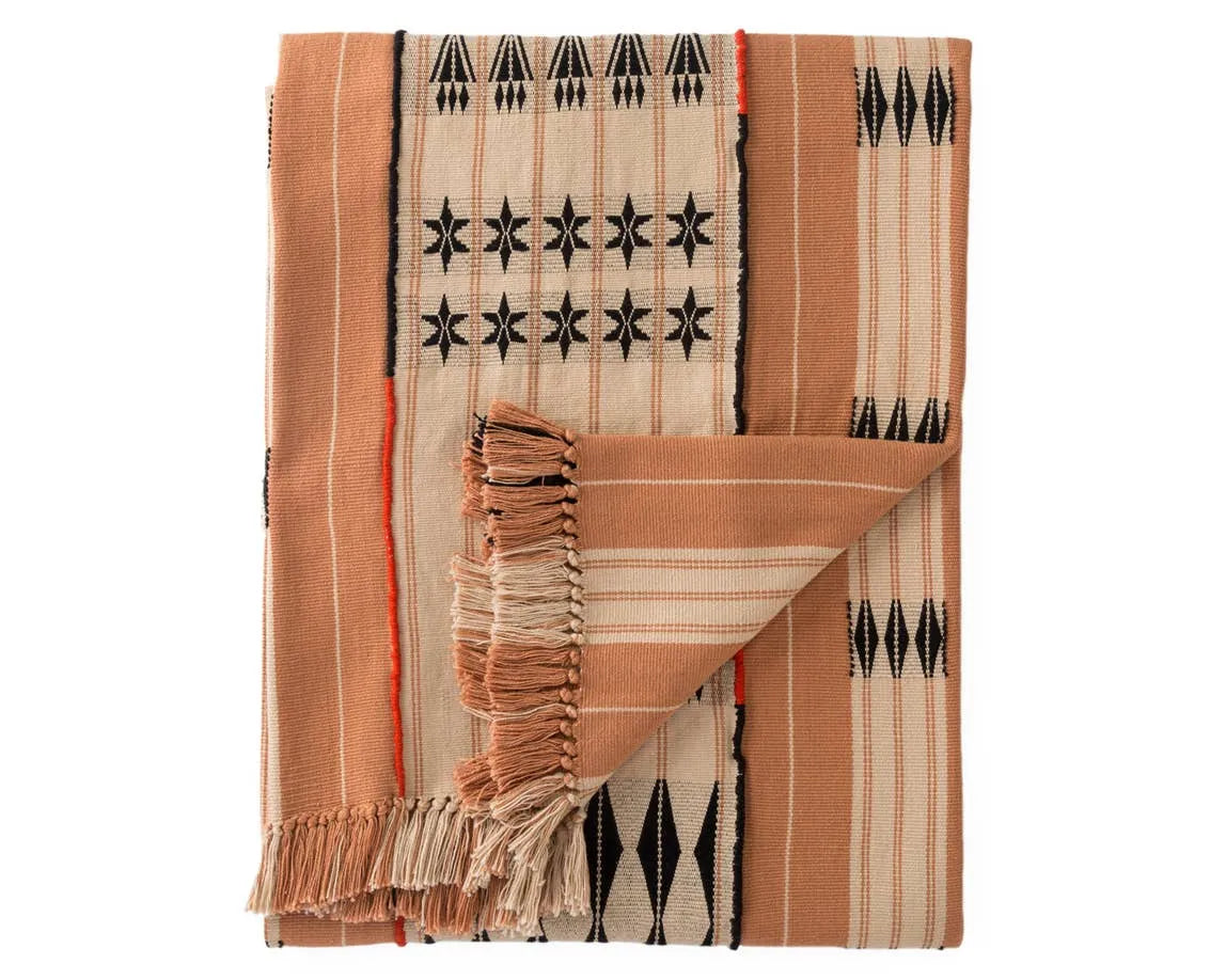 Nagaland Throw NGD01 Blush/Beige Throw Blanket - Rug & Home