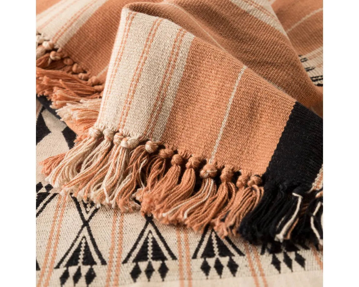 Nagaland Throw NGD01 Blush/Beige Throw Blanket - Rug & Home