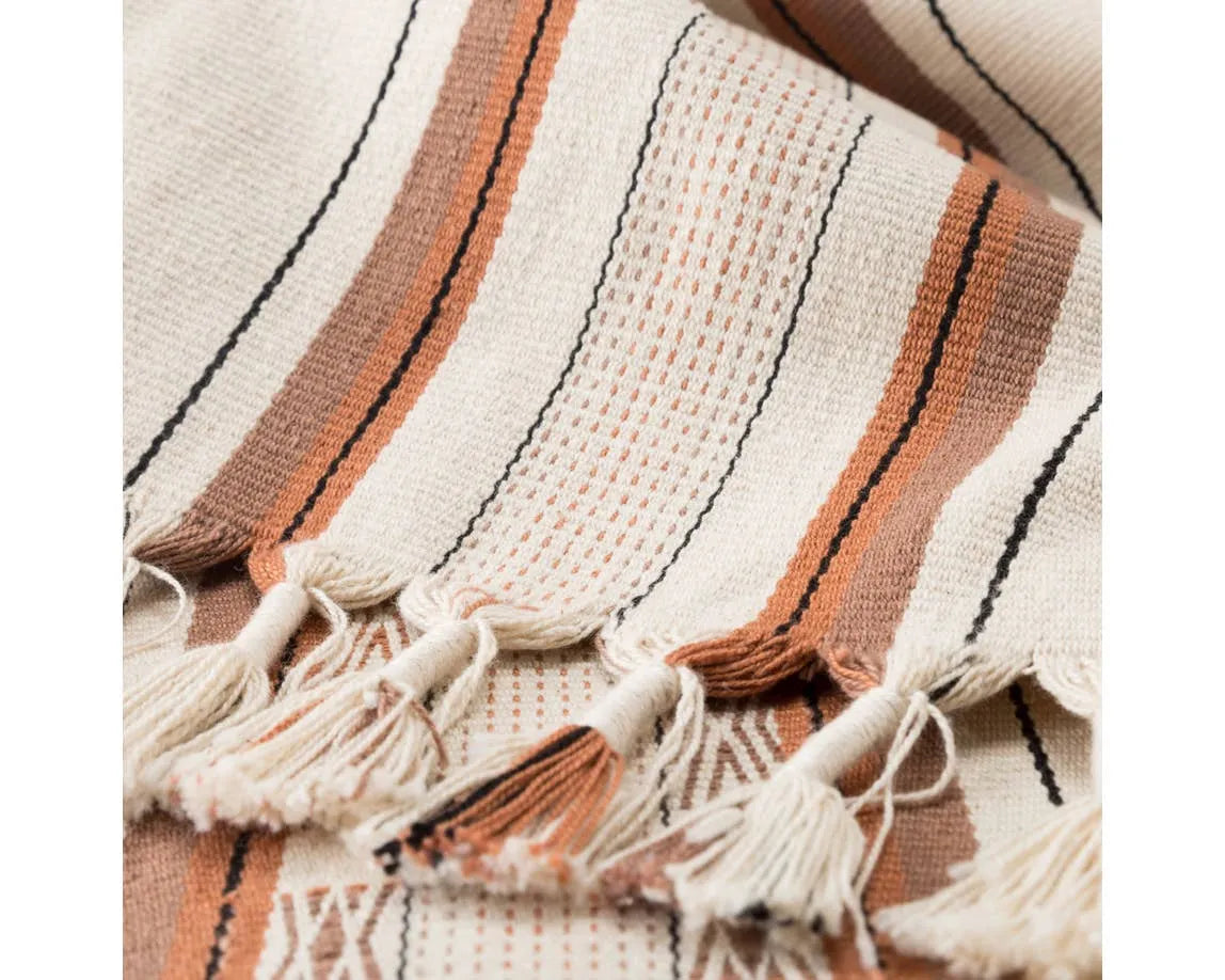 Nagaland Throw NGD02 Cream/Tan Throw Blanket - Rug & Home