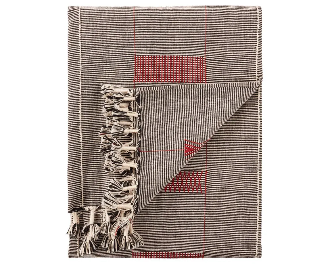 Nagaland Throw NGD07 Black/Red Throw Blanket - Rug & Home