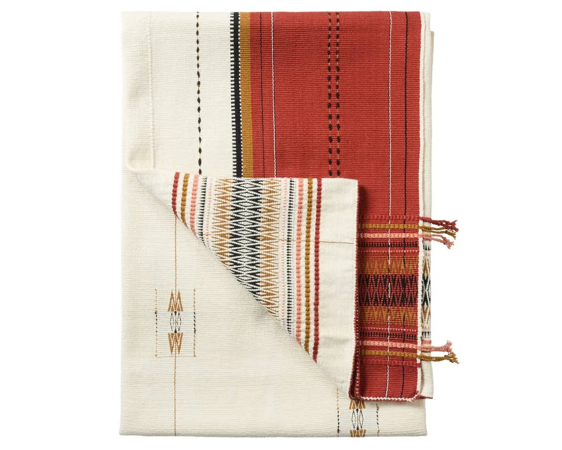 Nagaland Throw NGD09 Red/Cream Throw Blanket - Rug & Home