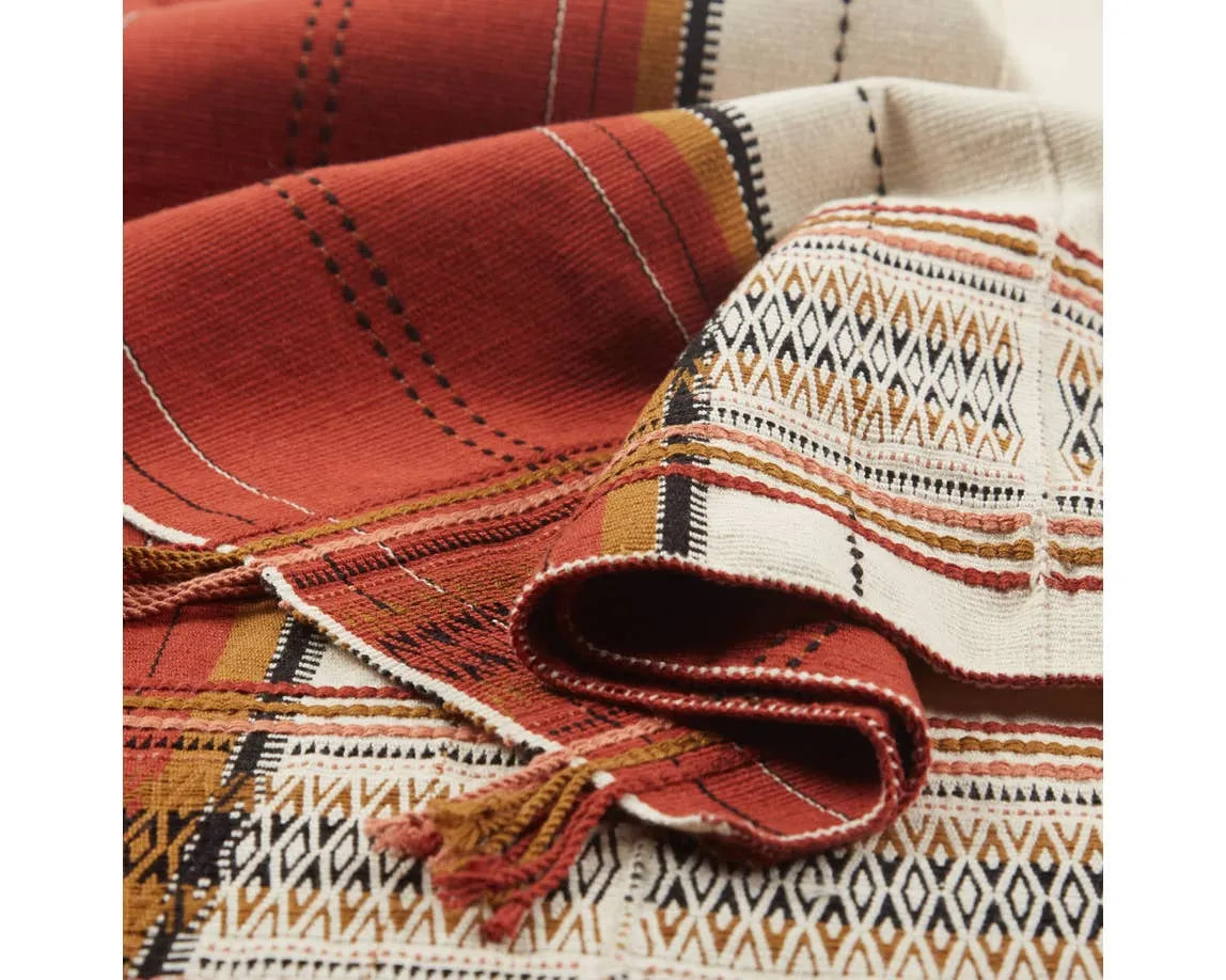 Nagaland Throw NGD09 Red/Cream Throw Blanket - Rug & Home