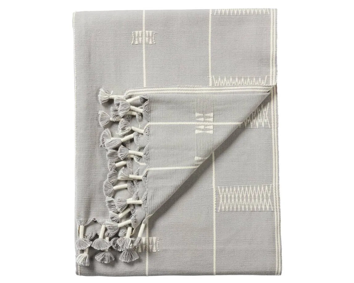 Nagaland Throw NGD10 Light Grey/Cream Throw Blanket - Rug & Home