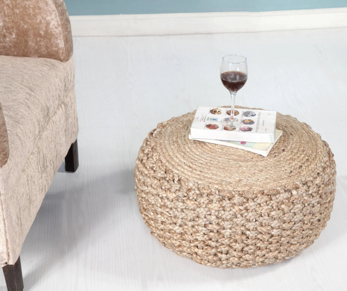 Natural Braided Jute LR99712 Pouf - Rug & Home