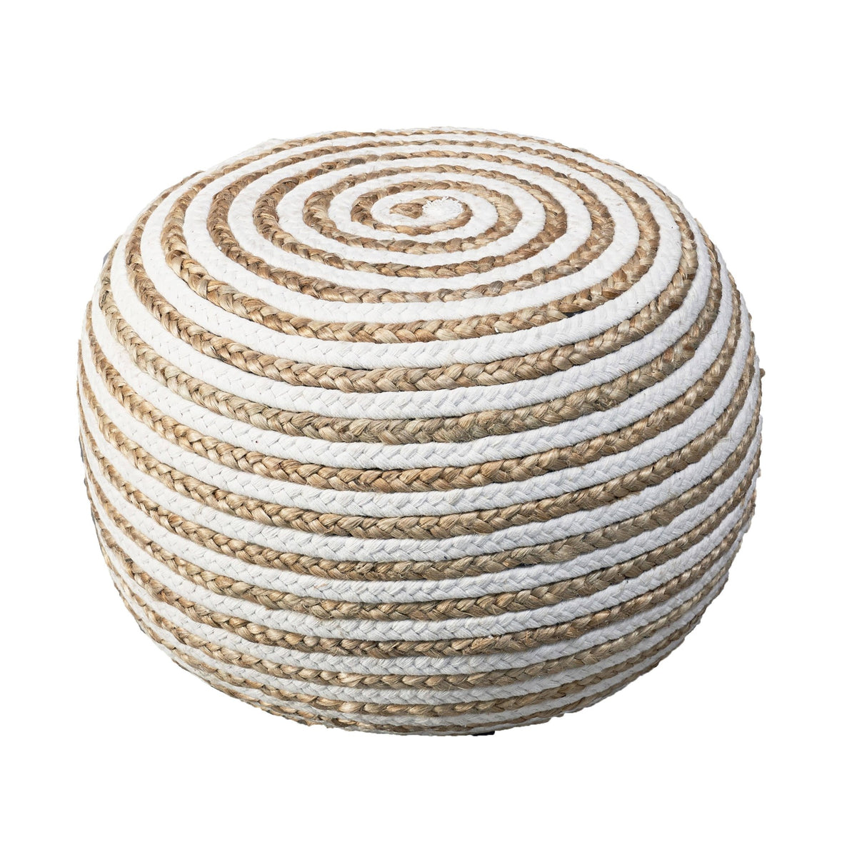 Natural Ivory Braided LR99703 Pouf - Rug & Home