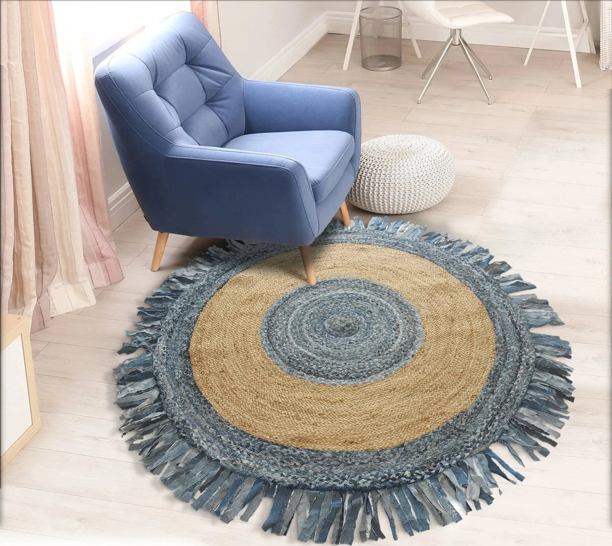 Natural Jute Lr03380 Denim Blue/Natural Rug