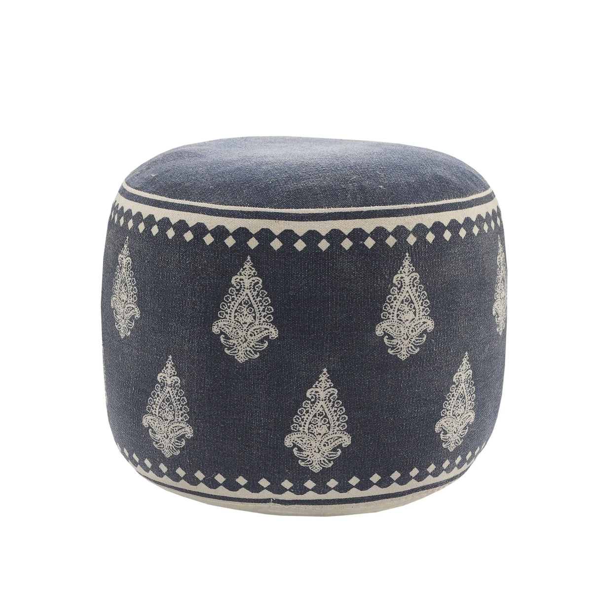 Natural Lr34031 Navy/Cream Pouf - Rug & Home