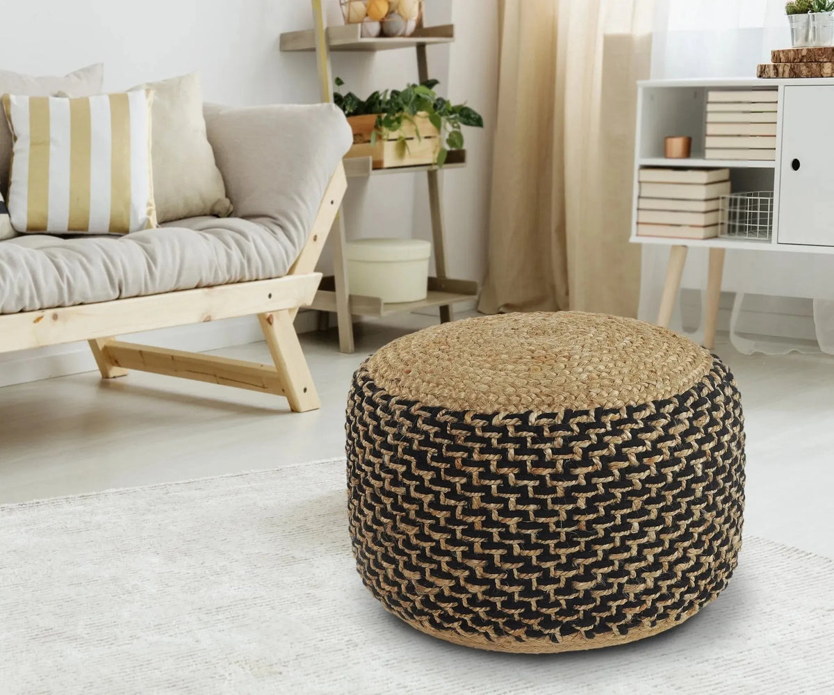 Natural Lr99761 Natural/Black Pouf