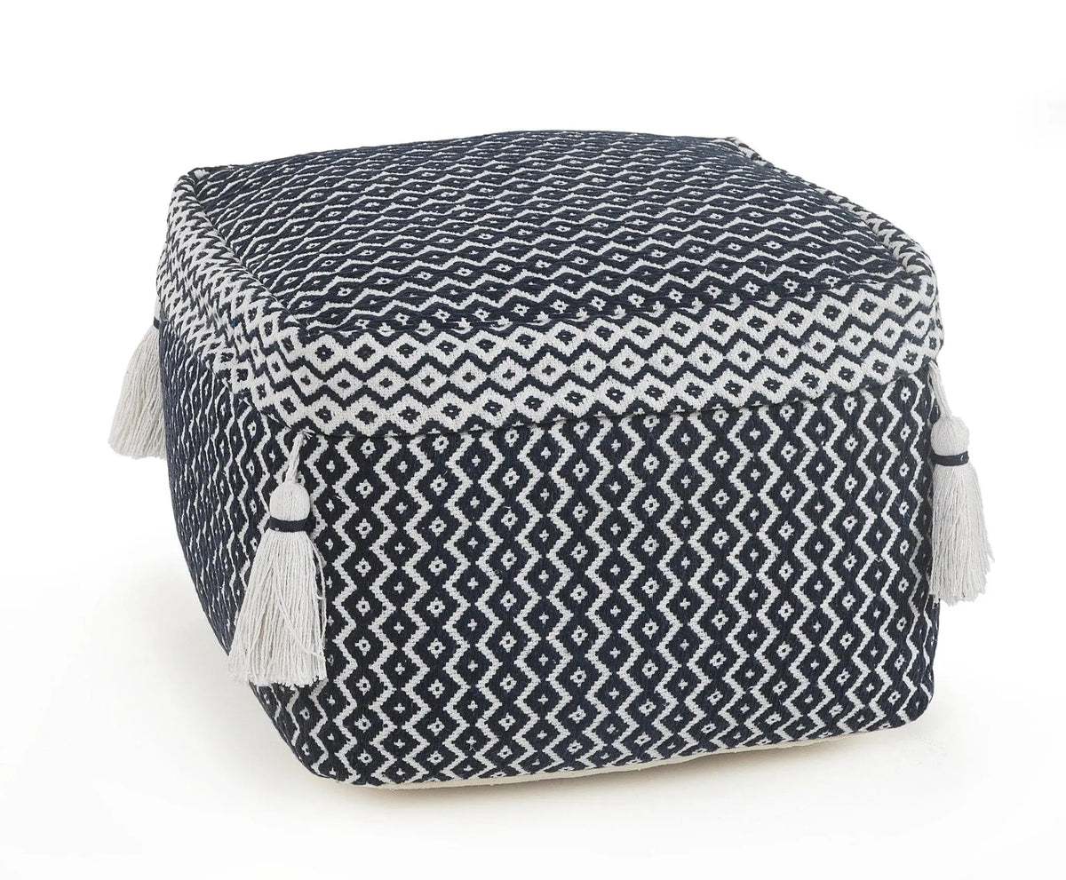 Natural Lr99762 Navy/Ivory Pouf