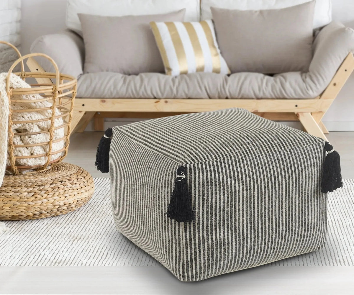 Natural Lr99763 Gray/Black  Pouf