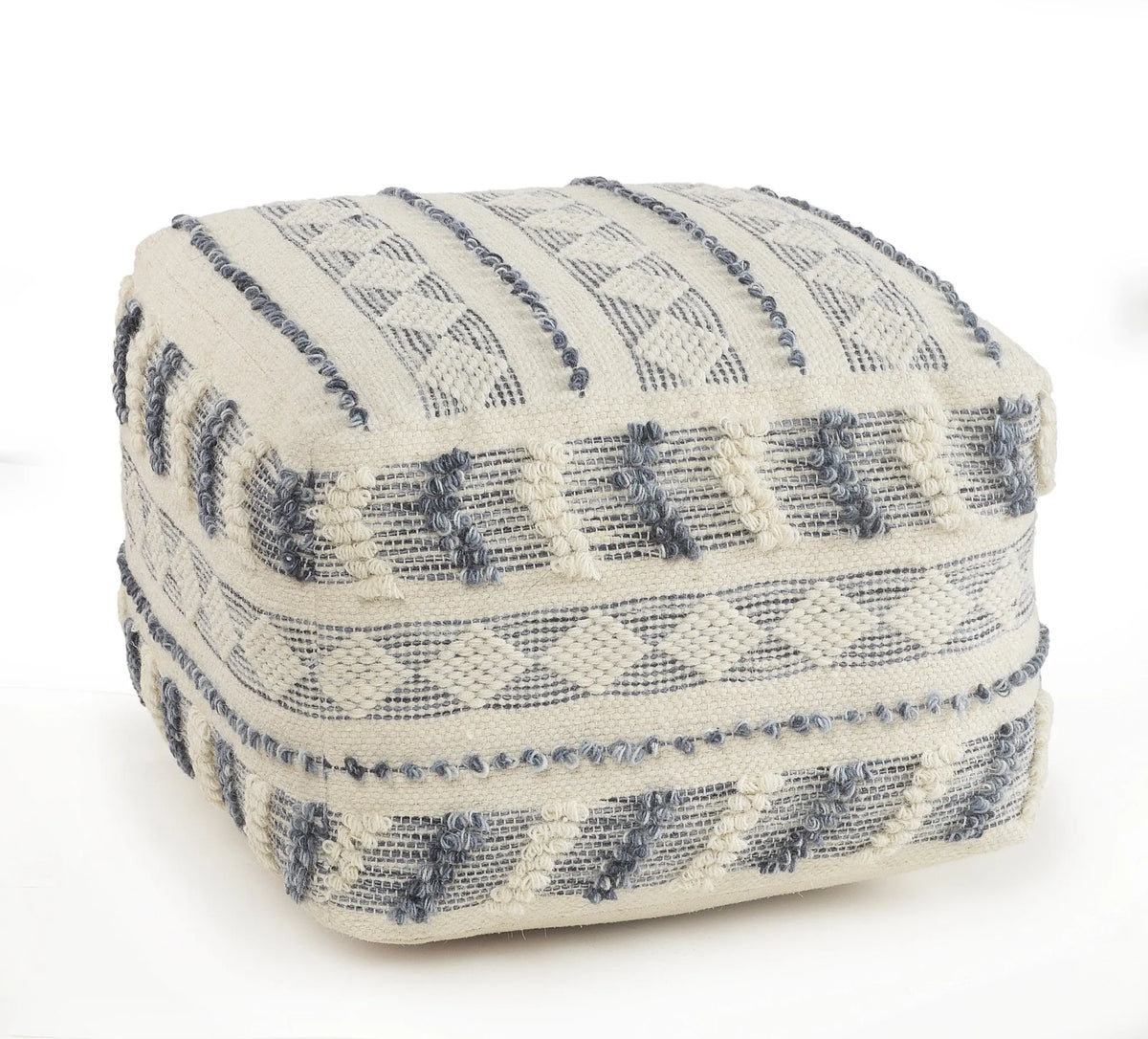 Natural Lr99764 Navy/Blue Pouf - Rug & Home