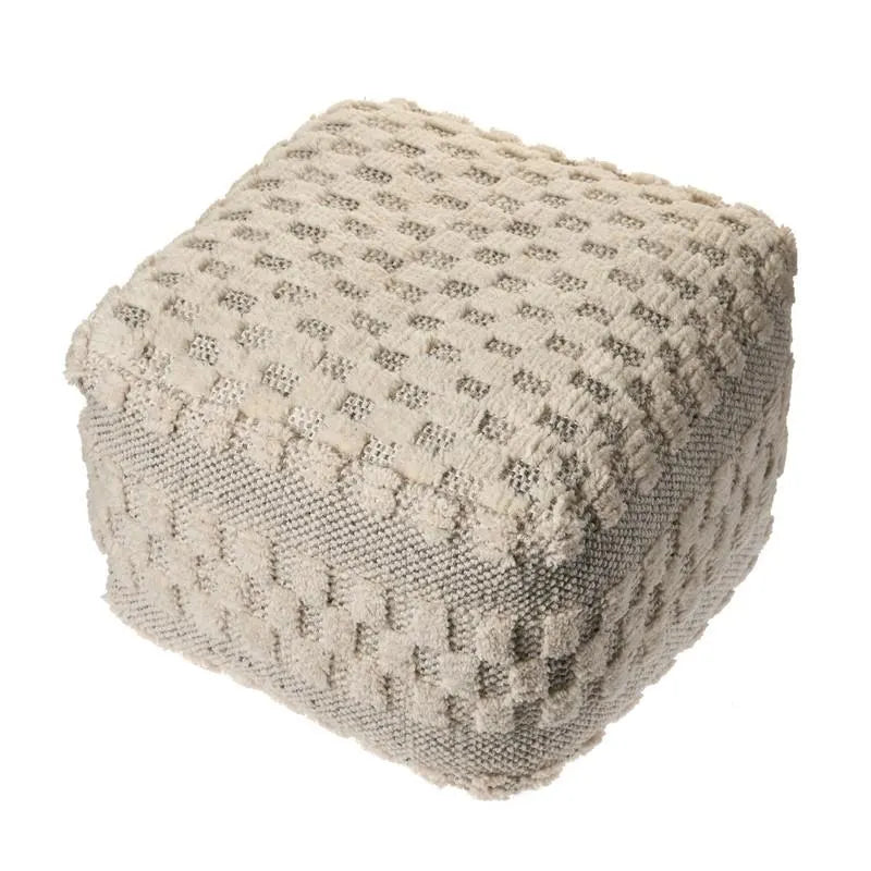 Natural Lr99765 Cream/Light Gray Pouf - Rug & Home