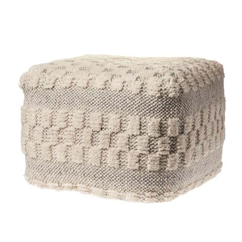 Natural Lr99765 Cream/Light Gray Pouf - Rug & Home