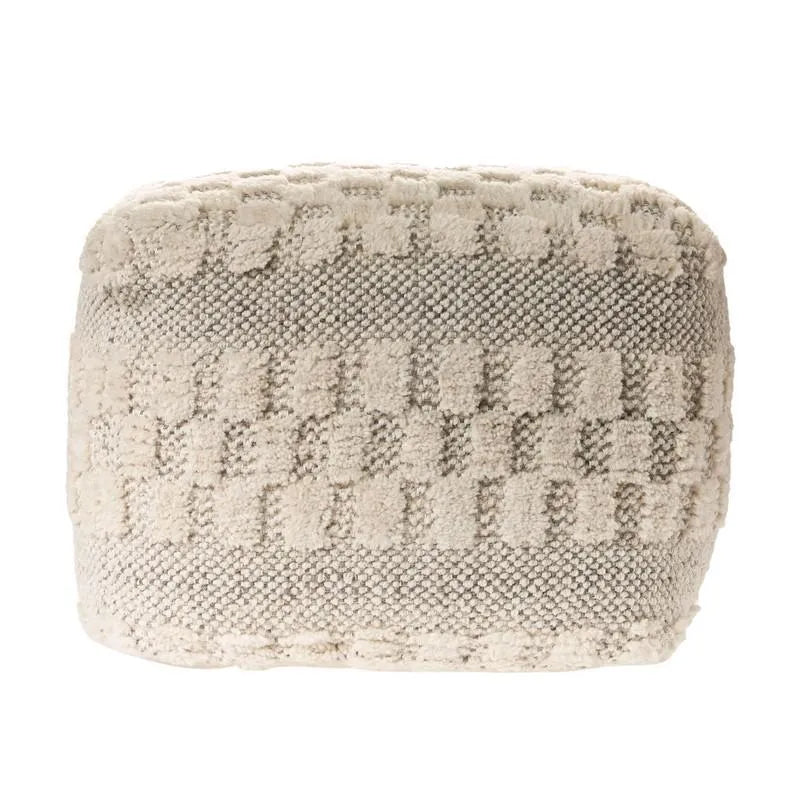 Natural Lr99765 Cream/Light Gray Pouf - Rug & Home