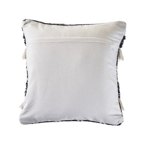 Navy and Ivory Textured with Fringe  LR07457 Throw Pillow - Rug & Home