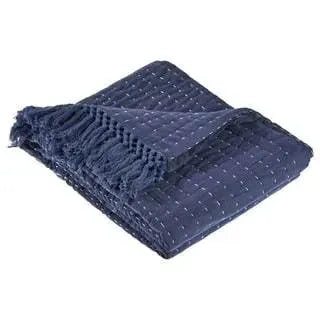 Navy and Off-White LR05291 Throw Blanket