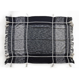 Navy and White Braided Plaid LR80167 Throw Blanket - Rug & Home