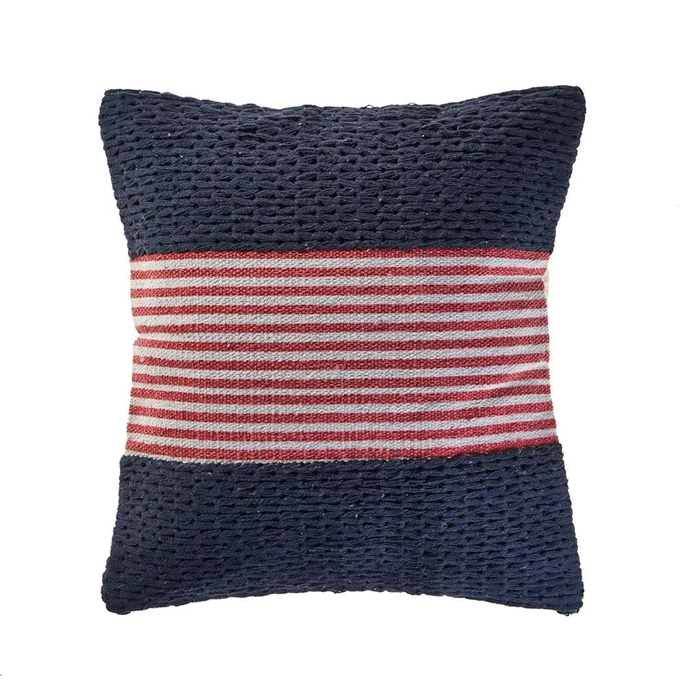 Navy Nautical Striped LR07429 Throw Pillow - Rug & Home