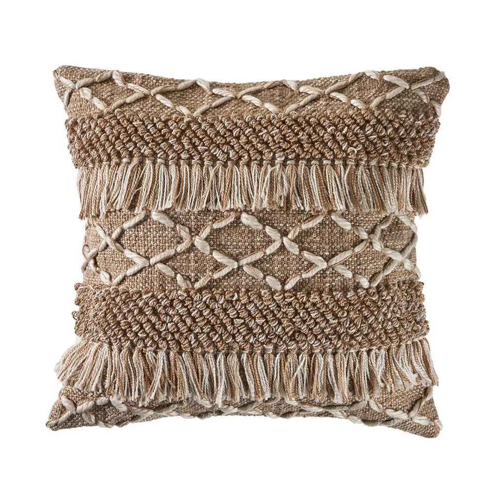 Neutral Fringe Geometric LR07452 Throw Pillow - Rug & Home