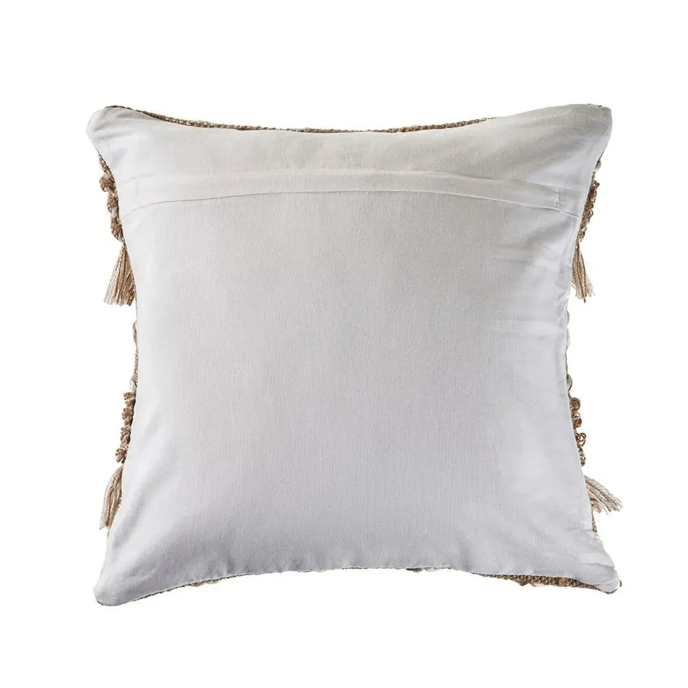 Neutral Fringe Geometric LR07452 Throw Pillow
