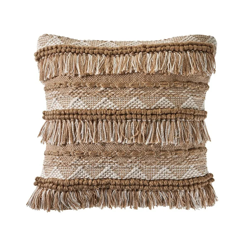 Neutral Geometric Fringe LR07455 Throw Pillow - Rug & Home