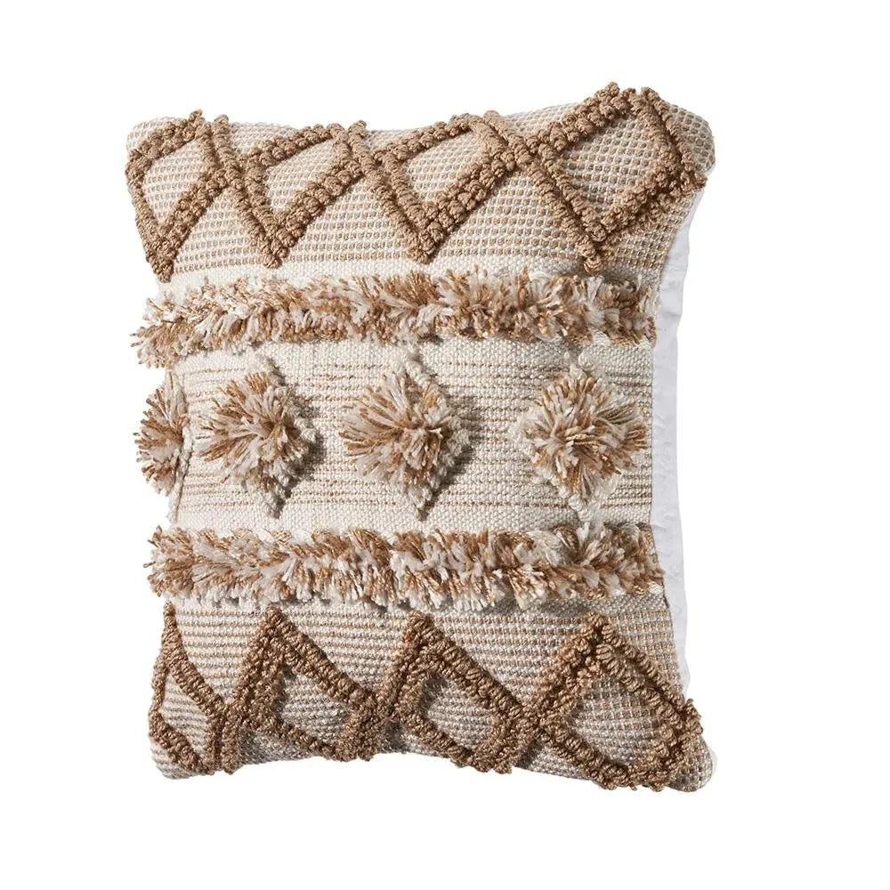 Neutral Soft Pom Pom Geometric  LR07453 Throw Pillow