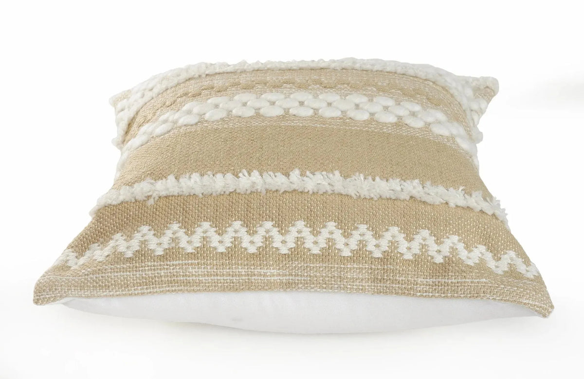 Neutral Textured Embroidered LR07454 Throw Pillow