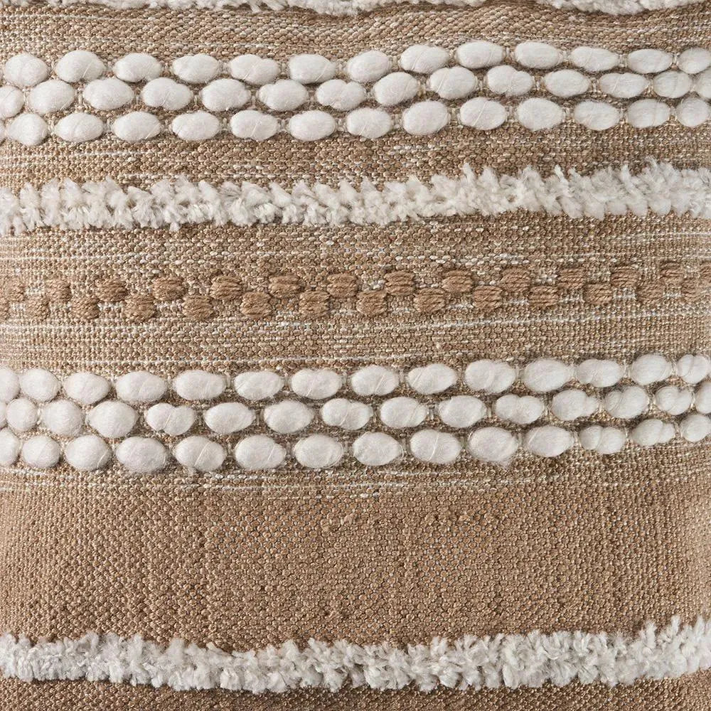 Neutral Textured Embroidered LR07454 Throw Pillow