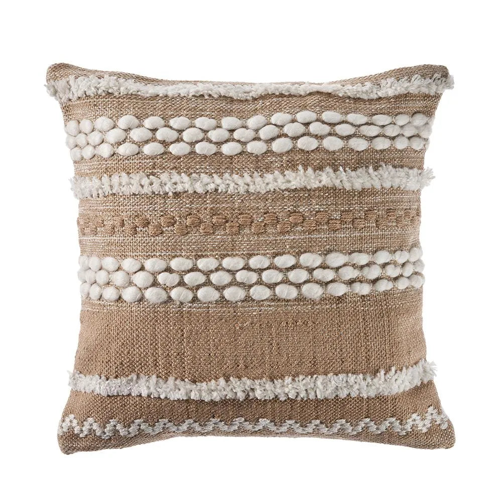 Neutral Textured Embroidered LR07454 Throw Pillow - Rug & Home