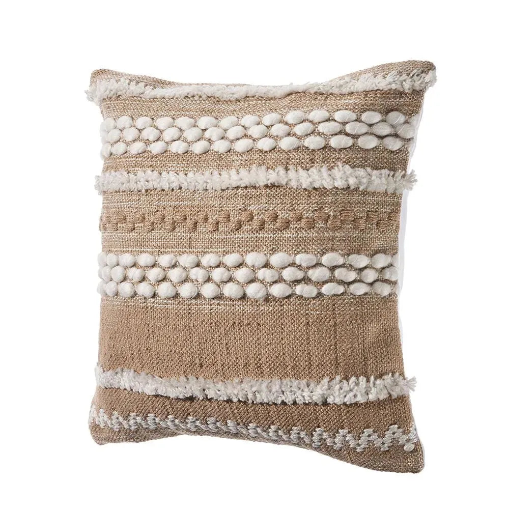 Neutral Textured Embroidered LR07454 Throw Pillow