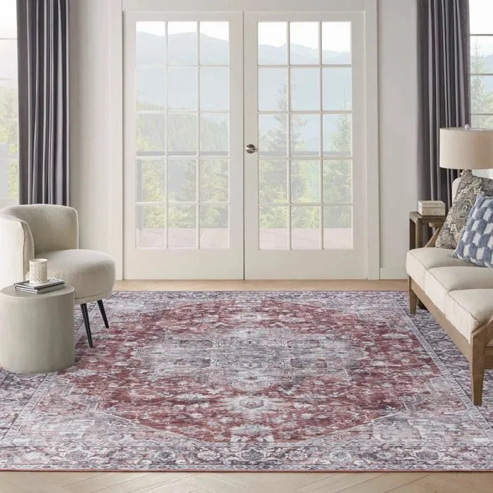 Nicole Curtis Machine Washable Series 1 SR101 Ivory/Brick Rug - Rug & Home